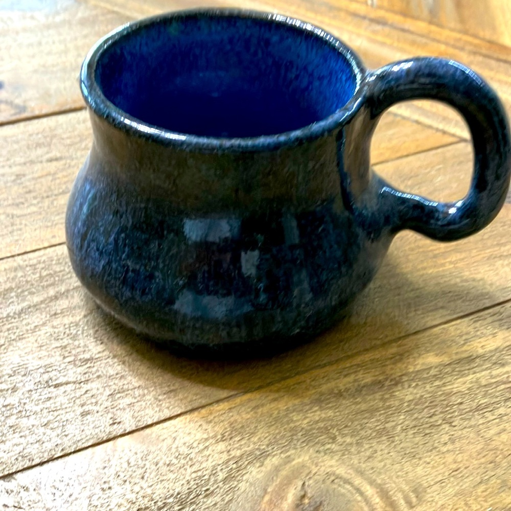 Ceramic handmade coffee cup. Midnight blue